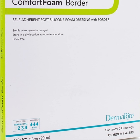 DERMARITE COMFORT FOAM BORDER DRESSING. 6"×8" ( PACK OF 5 ) - Picture 3 of 3
